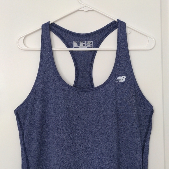 New Balance Heathered Jersey NB Dry Racerback Tank Cloud Heather size Large - Picture 3 of 10
